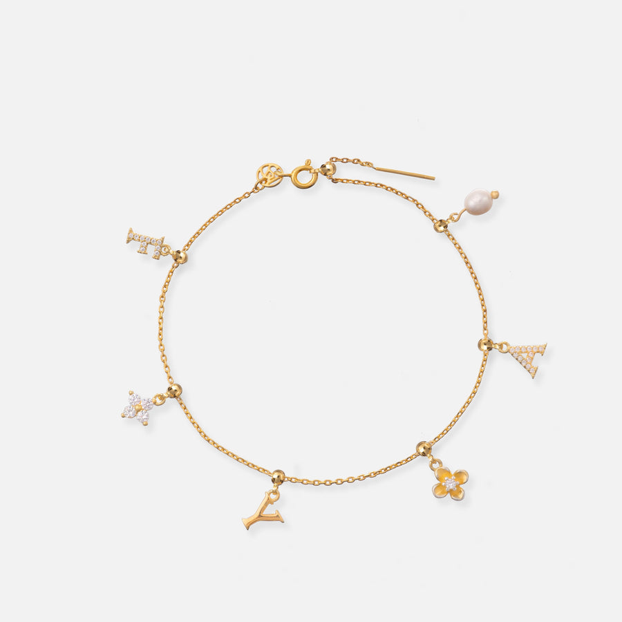 Gold Plated Charm Chain Adjustable Bracelet