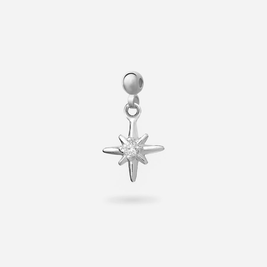 Rhodium Plated Celestial Star Charm in Silver