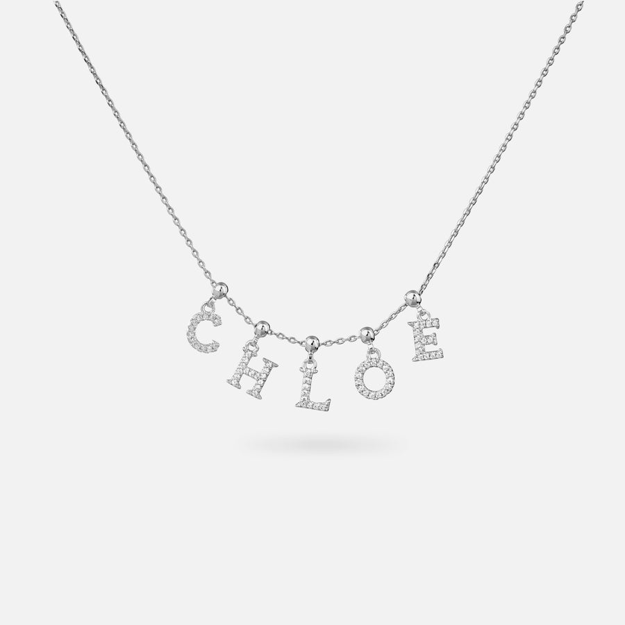 Rhodium Plated Charm Chain Adjustable Necklace in Silver