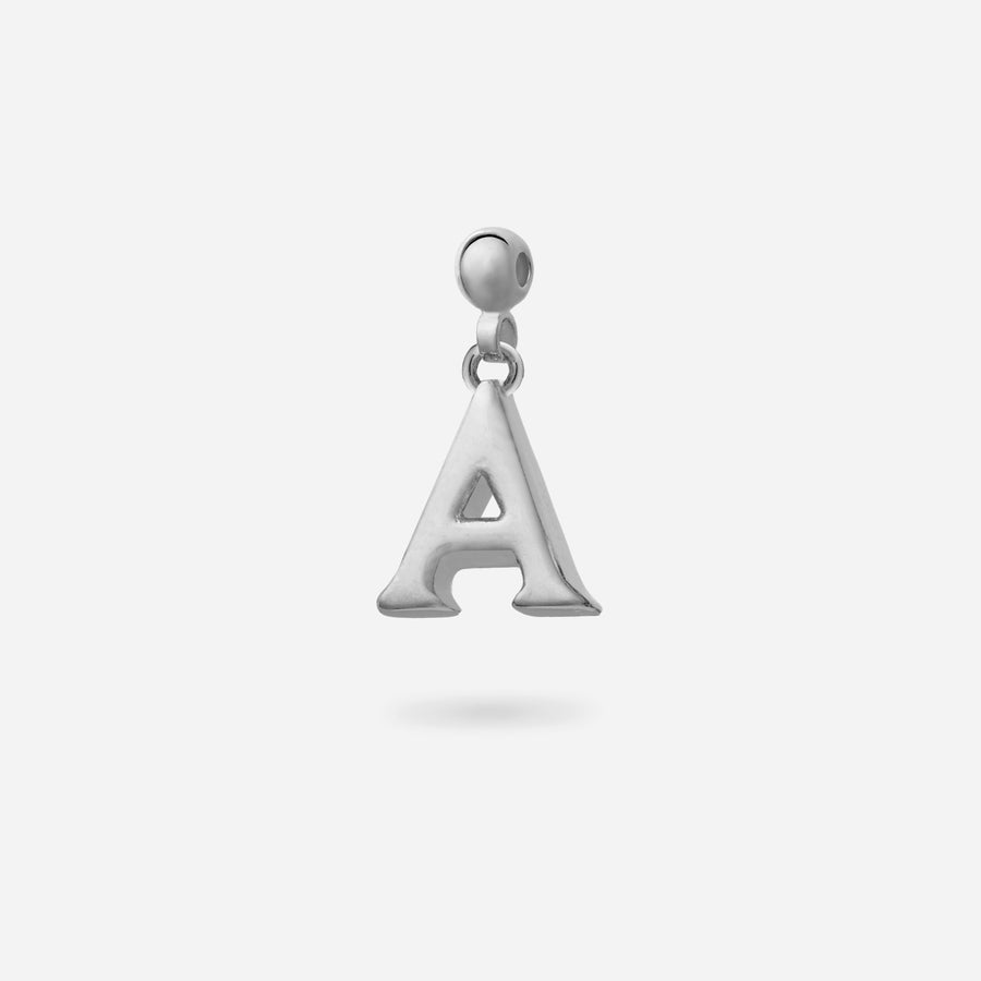 Rhodium Plated Glazed Letter S Charm in Silver