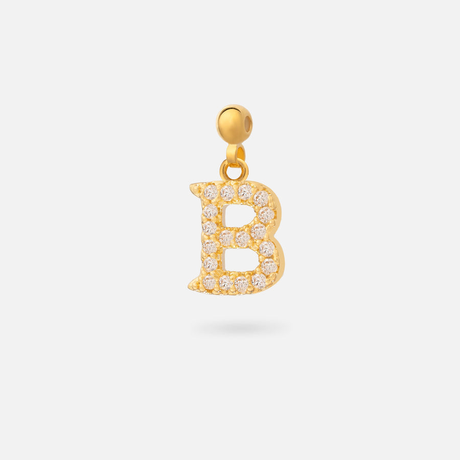 Gold Plated Paved Letter N Charm with Cubic Zirconia