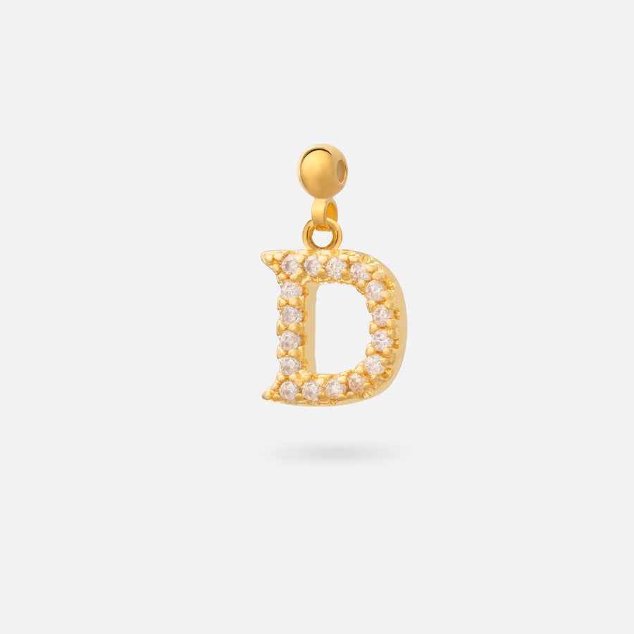 Gold Plated Paved Letter N Charm with Cubic Zirconia