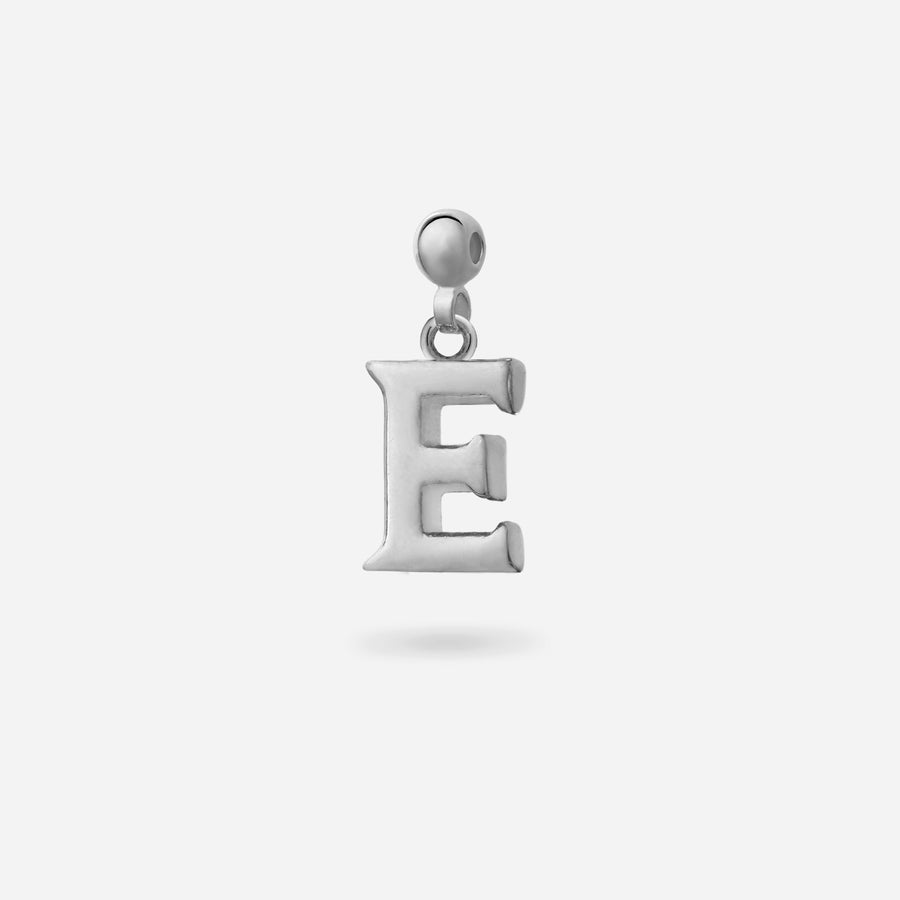 Rhodium Plated Glazed Letter S Charm in Silver