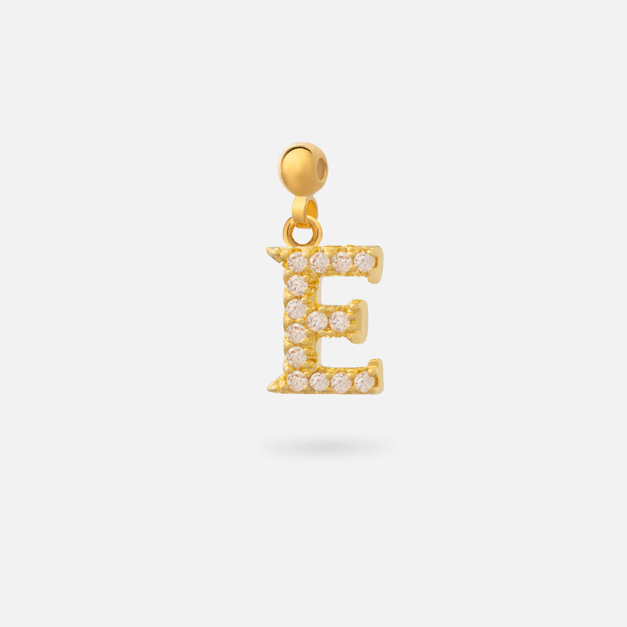 Gold Plated Paved Letter N Charm with Cubic Zirconia