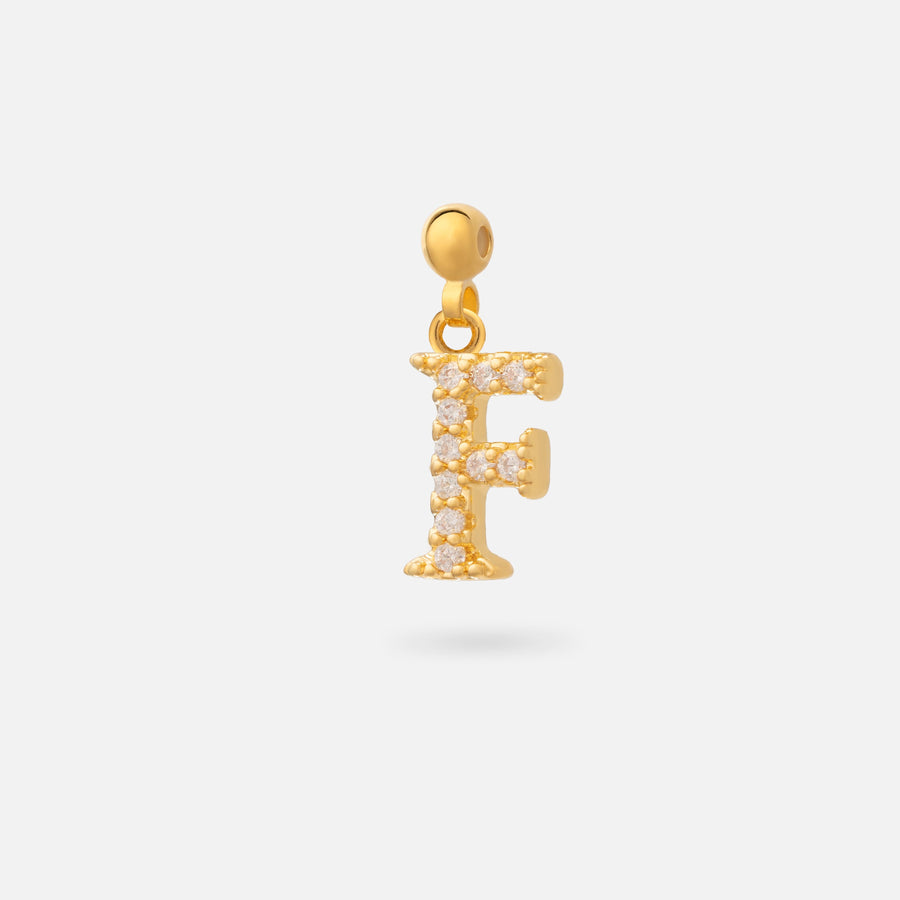 Gold Plated Paved Letter N Charm with Cubic Zirconia