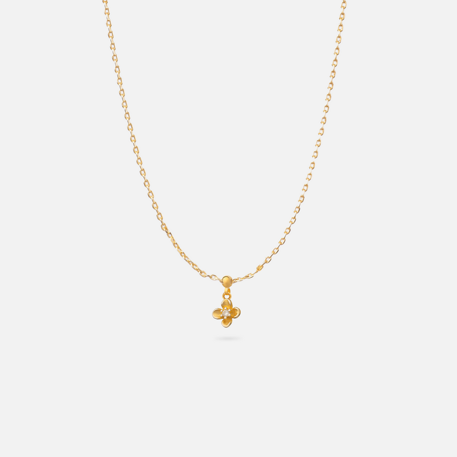 Gold Plated Flower Blossom Charm Necklace