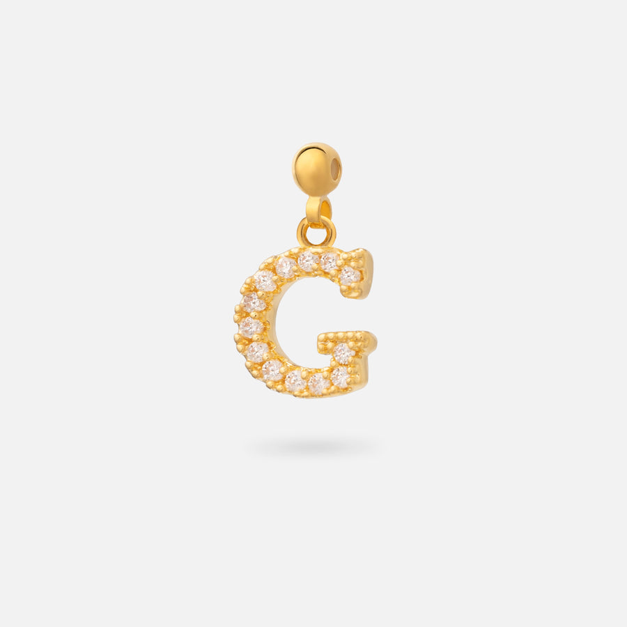 Gold Plated Paved Letter N Charm with Cubic Zirconia