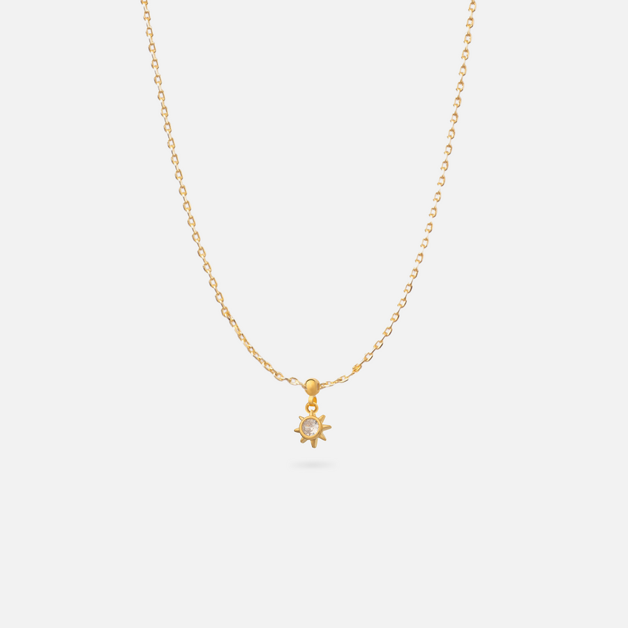 Gold Plated Celestial Sun Charm Necklace