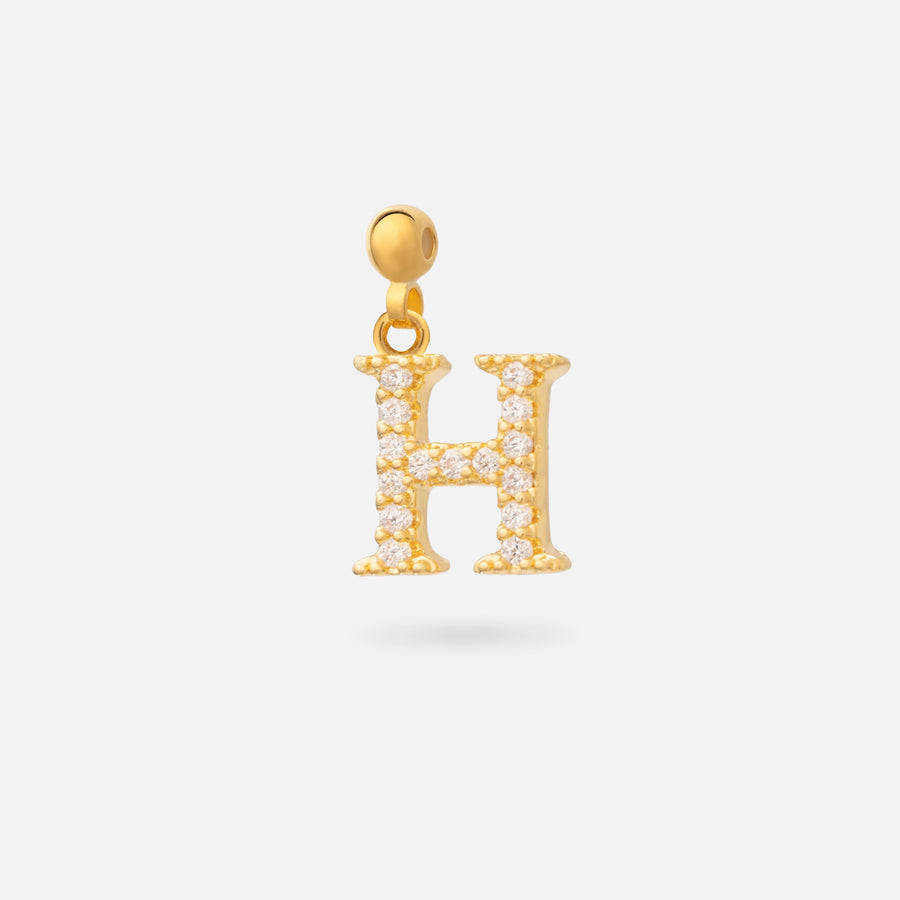 Gold Plated Paved Letter N Charm with Cubic Zirconia