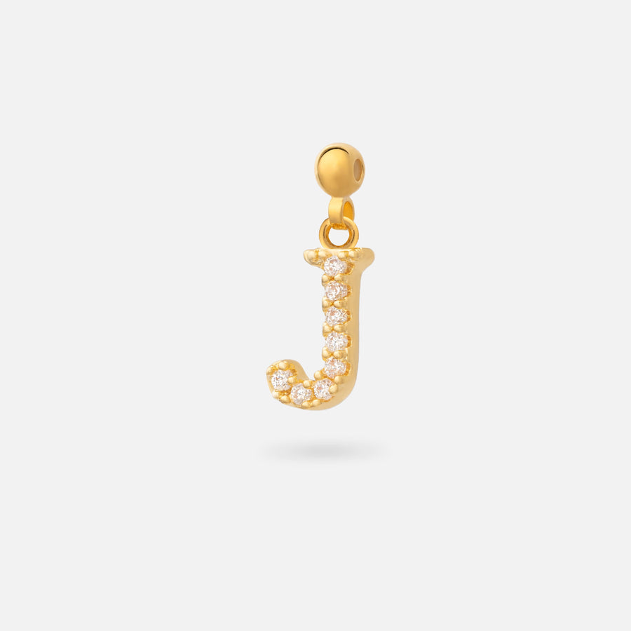 Gold Plated Paved Letter N Charm with Cubic Zirconia