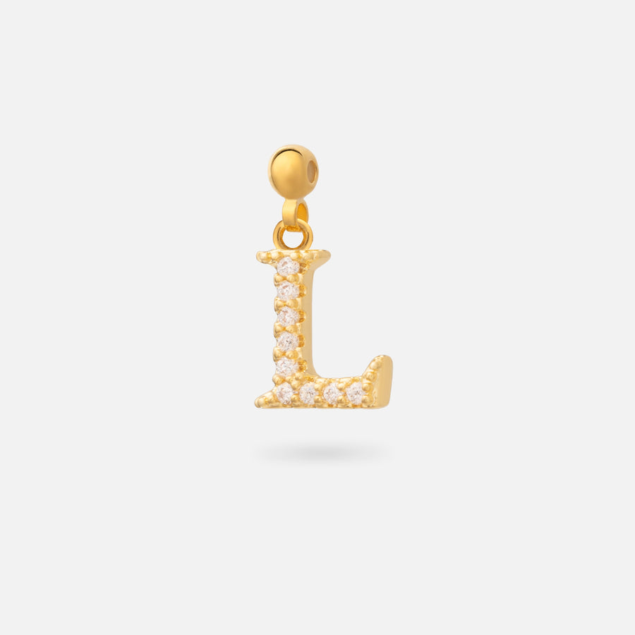 Gold Plated Paved Letter N Charm with Cubic Zirconia