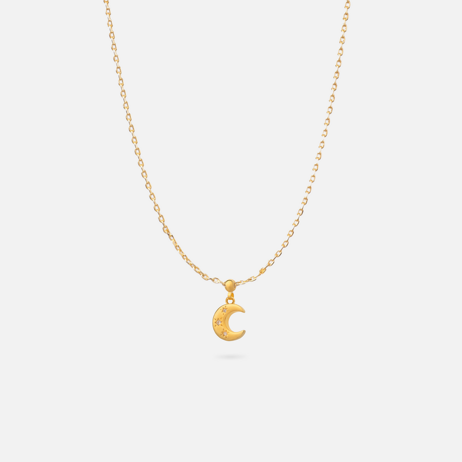 Gold Plated Crescent Moon Charm Necklace