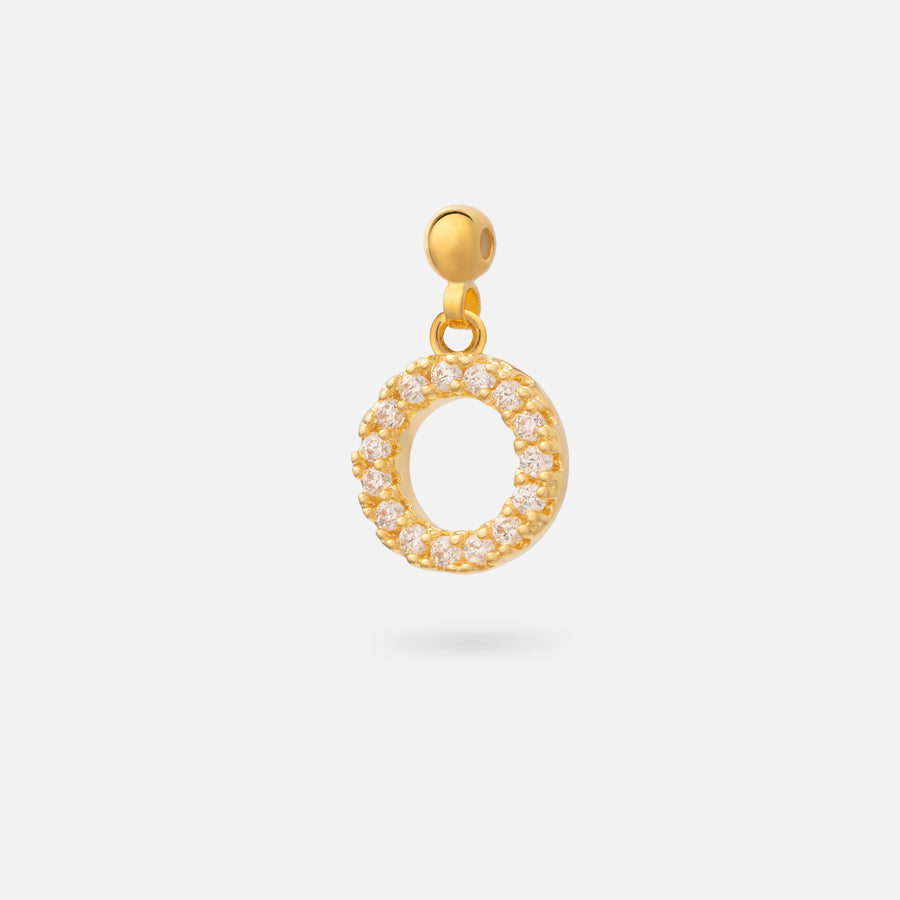 Gold Plated Paved Letter N Charm with Cubic Zirconia