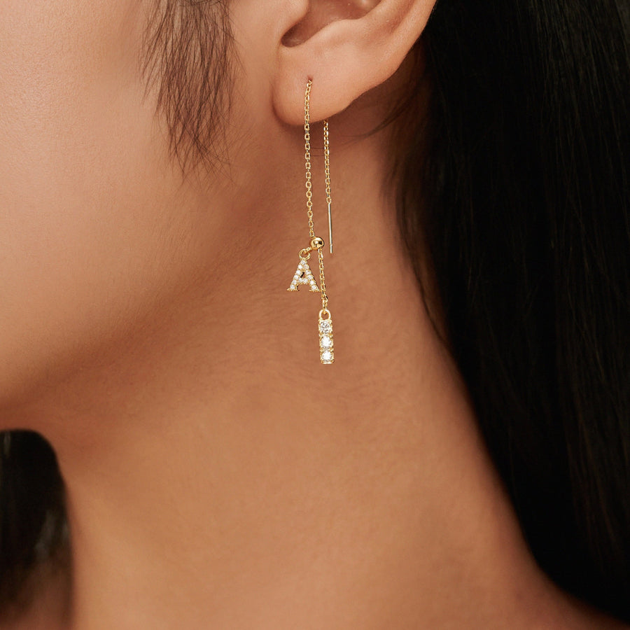 Gold Plated Charm Chain Earrings with Cubic Zirconia