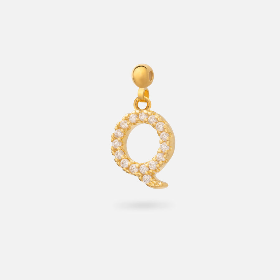 Gold Plated Paved Letter N Charm with Cubic Zirconia