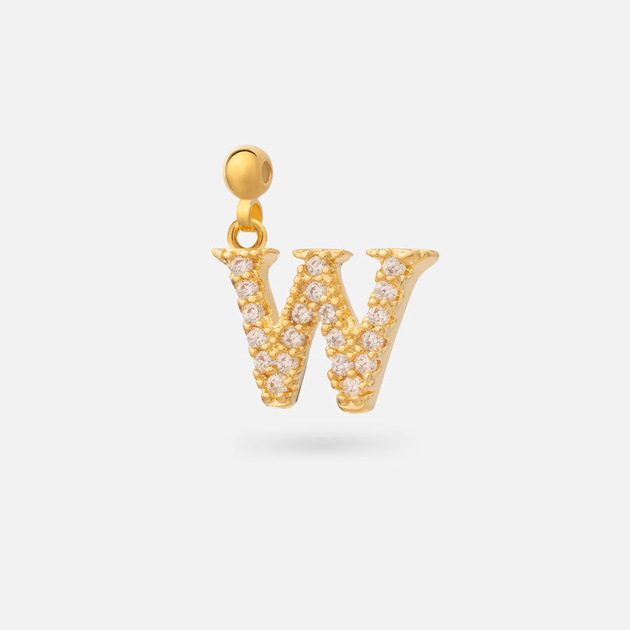 Gold Plated Paved Letter N Charm with Cubic Zirconia