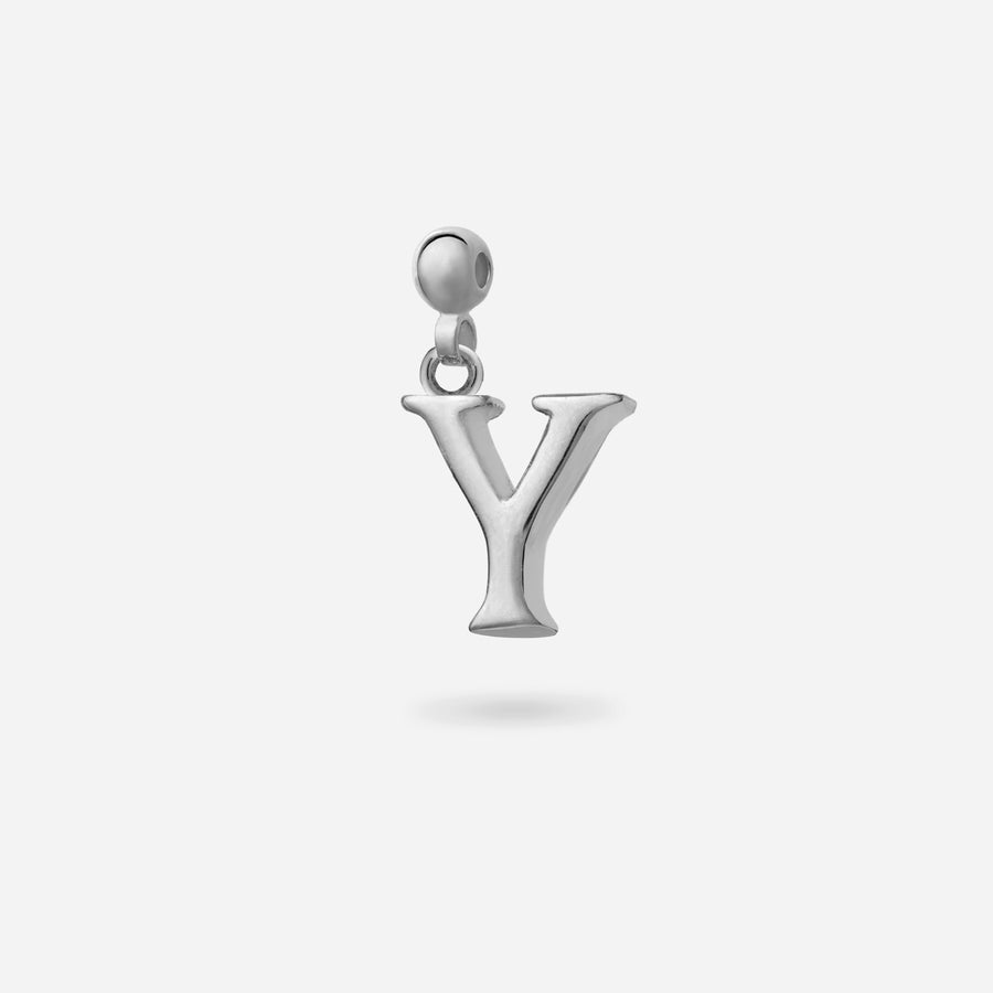 Rhodium Plated Glazed Letter S Charm in Silver