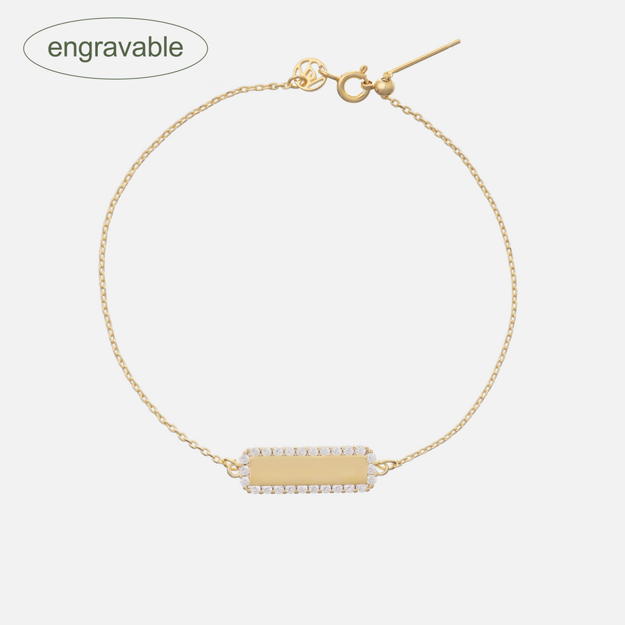 Elysian Gold Plated Engravable Bar Bracelet