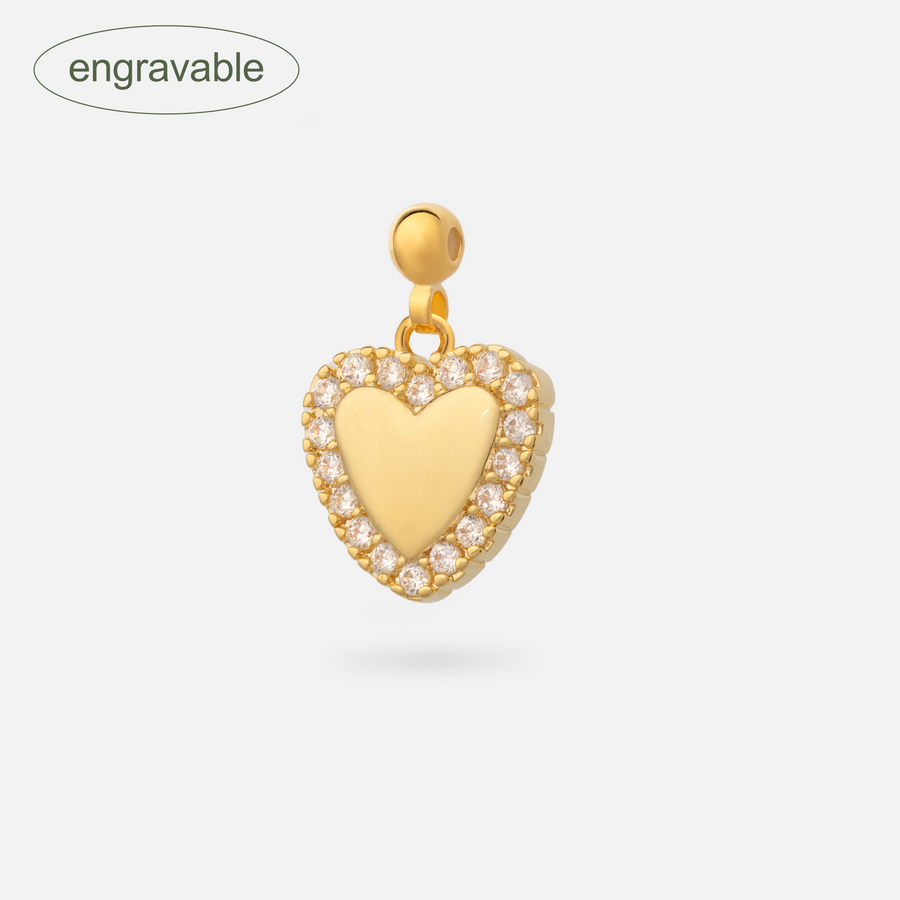 Gold Plated Love Paved Engravable Charm