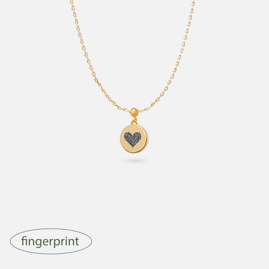 Fingerprint Engravable Round Charm Necklace