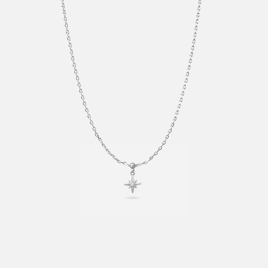 Rhodium Plated Celestial Star Charm in Silver Necklace